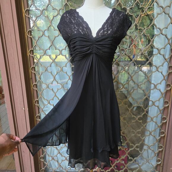 Donna Ricco Vtg Y2K Whimsigoth Fairy Grunge Sheer Silk Lace Babydoll Dress 10P - Picture 3 of 12
